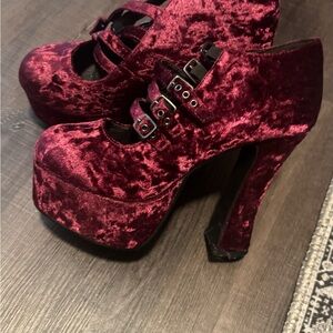 TUK Burgundy Velvet Platform Heels